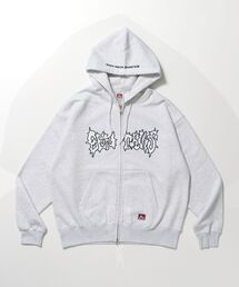 BEN DAVIS | 【BEN DAVIS(ベンデイビス)】 JAGGED LOGO ZIP HOODIE /パーカー ジップパーカー ダブルジップ 短丈 刺繍 裏起毛(パーカー)