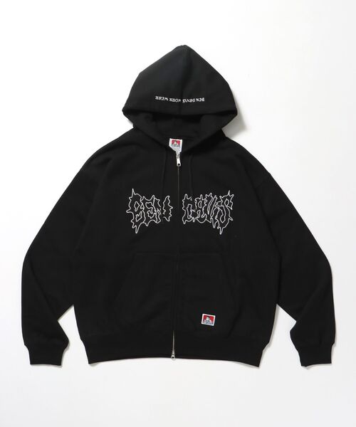 BEN DAVIS（ベンデイビス）の「【BEN DAVIS（ベンデイビス）】 JAGGED LOGO ZIP HOODIE /パーカー ジップパーカー ダブルジップ 短丈 刺繍 裏起毛（パーカー・メンズ・ブラック/アッシュグレー/その他1・X-LARGE/LARGE/MEDIUM）」の4枚目の写真