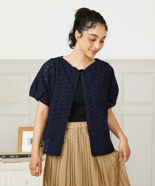 セール】【2WAY】アイレットコットンレースブラウス（シャツ/ブラウス