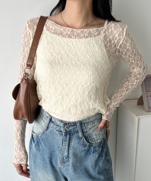 wears（ウェアーズ）の「レースシアー長袖トップス（Tシャツ/カットソー・レディース・ブラック/アイボリー/ホワイト・FREE）」の15枚目の写真