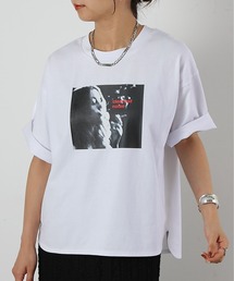 裾ラウンドフォトプリントTシャツ