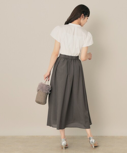 couture brooch（クチュールブローチ）の「【きれいめ・シアー・通勤】パレットボイルロングスカート（スカート・レディース・ピンク系/チャコールグレー/オリーブ・36/38/40/42）」の5枚目の写真