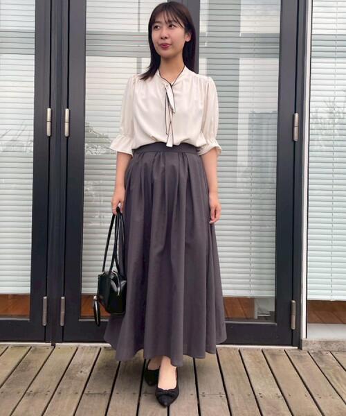 couture brooch（クチュールブローチ）の「【きれいめ・シアー・通勤】パレットボイルロングスカート（スカート・レディース・ピンク系/チャコールグレー/オリーブ・36/38/40/42）」の10枚目の写真