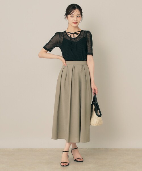 couture brooch（クチュールブローチ）の「【きれいめ・シアー・通勤】パレットボイルロングスカート（スカート・レディース・ピンク系/チャコールグレー/オリーブ・36/38/40/42）」の13枚目の写真