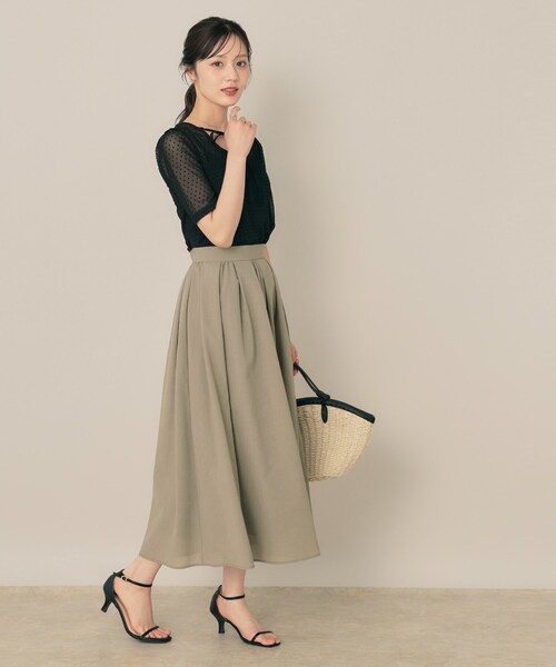 couture brooch（クチュールブローチ）の「【きれいめ・シアー・通勤】パレットボイルロングスカート（スカート・レディース・ピンク系/チャコールグレー/オリーブ・36/38/40/42）」の14枚目の写真