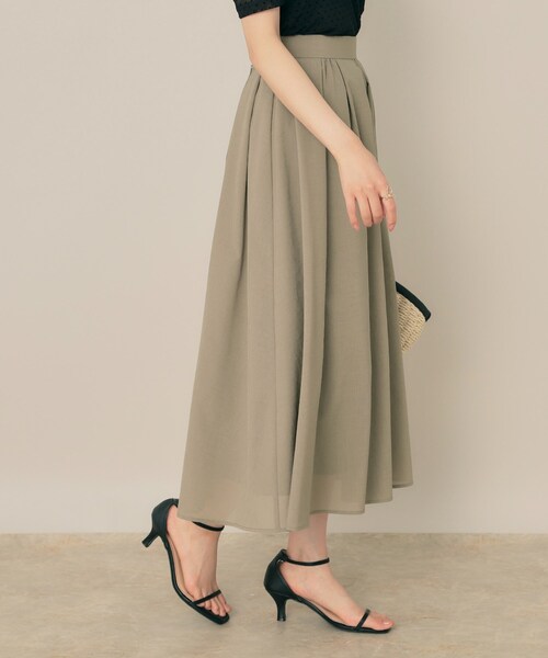 couture brooch（クチュールブローチ）の「【きれいめ・シアー・通勤】パレットボイルロングスカート（スカート・レディース・ピンク系/チャコールグレー/オリーブ・36/38/40/42）」の17枚目の写真