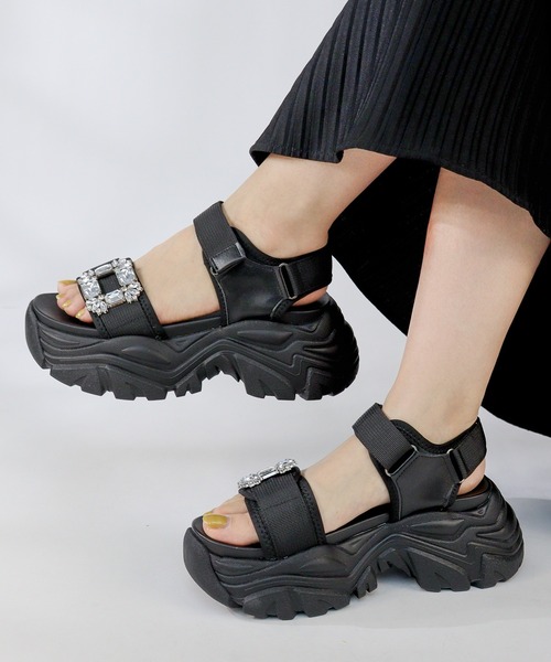 LOVEHUNTER（ラブハンター）の「+7cm 軽量厚底 スポーツサンダル（サンダル・レディース・ホワイト系1/ホワイト系2/ブラック系2/ブラック系1・SS/S/M/L/LL）」の3枚目の写真