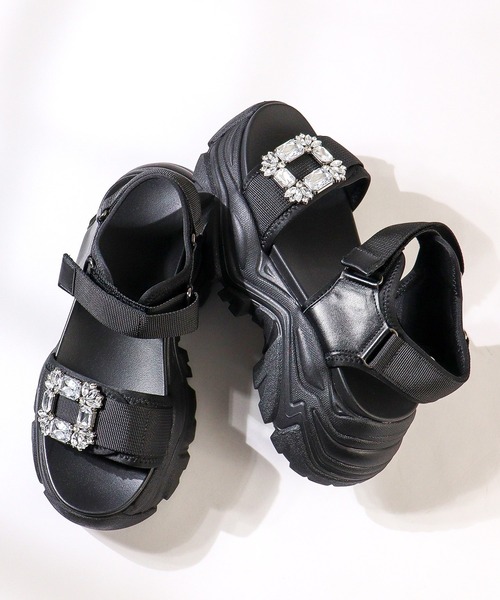 LOVEHUNTER（ラブハンター）の「+7cm 軽量厚底 スポーツサンダル（サンダル・レディース・ホワイト系1/ホワイト系2/ブラック系2/ブラック系1・SS/S/M/L/LL）」の14枚目の写真