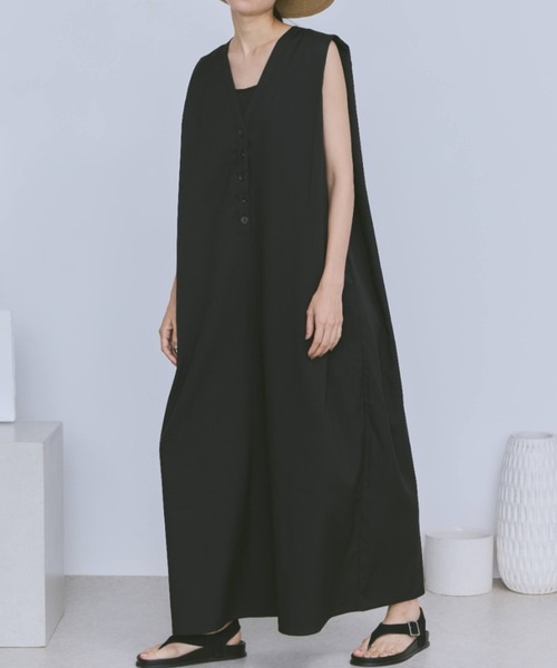 ブラック Vネック オールインワン 38 セール】Vネックオールインワン（つなぎ/オールインワン