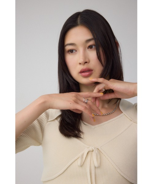 AZUL by moussy(アズールバイマウジー)の「ビスチェレイヤードデザインニット(ニット/セーター・レディース・ボルドー/アイボリー/ブラック・FREE)」の16枚目の写真