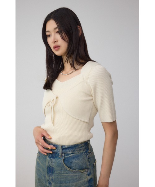 AZUL by moussy(アズールバイマウジー)の「ビスチェレイヤードデザインニット(ニット/セーター・レディース・ボルドー/アイボリー/ブラック・FREE)」の17枚目の写真
