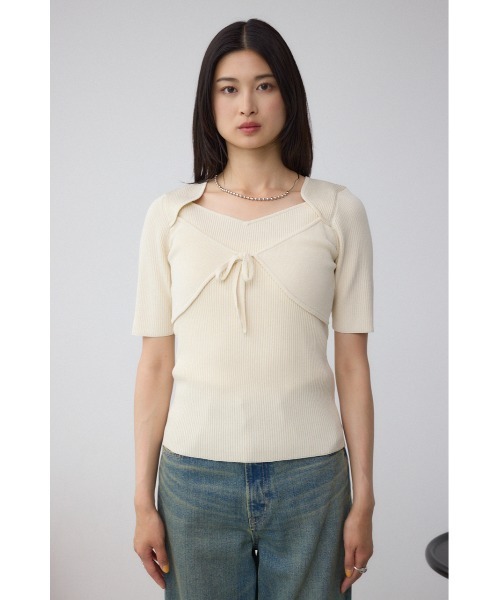 AZUL by moussy(アズールバイマウジー)の「ビスチェレイヤードデザインニット(ニット/セーター・レディース・ボルドー/アイボリー/ブラック・FREE)」の19枚目の写真