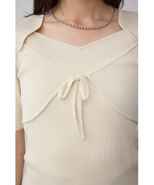 AZUL by moussy(アズールバイマウジー)の「ビスチェレイヤードデザインニット(ニット/セーター・レディース・ボルドー/アイボリー/ブラック・FREE)」の22枚目の写真