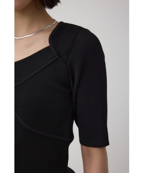 AZUL by moussy(アズールバイマウジー)の「ビスチェレイヤードデザインニット(ニット/セーター・レディース・ボルドー/アイボリー/ブラック・FREE)」の5枚目の写真
