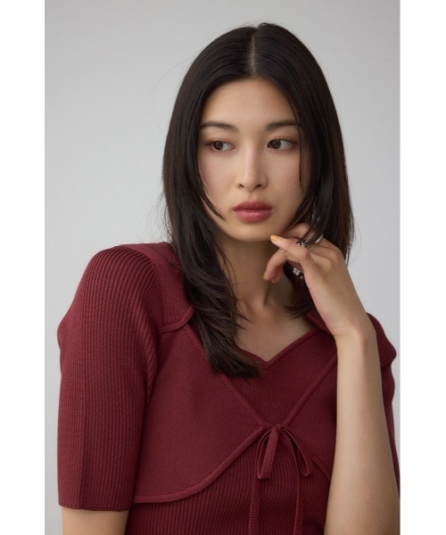 AZUL by moussy(アズールバイマウジー)の「ビスチェレイヤードデザインニット(ニット/セーター・レディース・ボルドー/アイボリー/ブラック・FREE)」の7枚目の写真