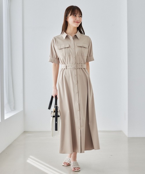 Andemiu(アンデミュウ)の「ポケットシャツワンピース583413(ワンピース・レディース・グレー/ネイビー/ベージュ・FREE)」の1枚目の写真