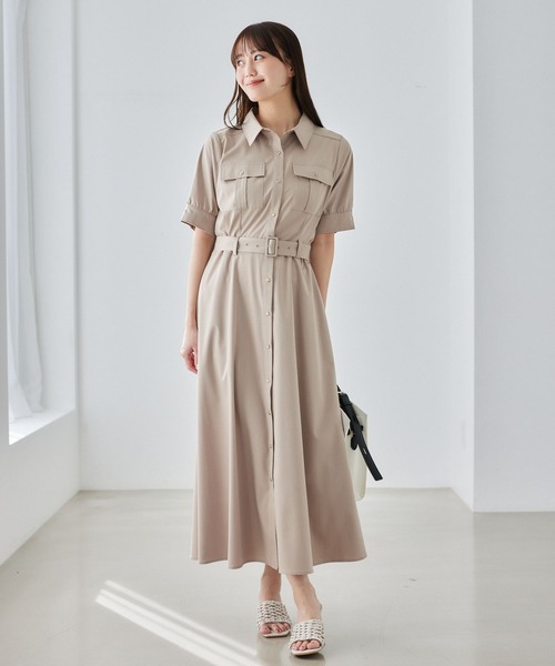 Andemiu(アンデミュウ)の「ポケットシャツワンピース583413(ワンピース・レディース・グレー/ネイビー/ベージュ・FREE)」の4枚目の写真