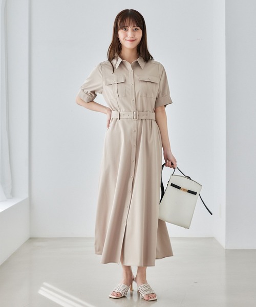 Andemiu(アンデミュウ)の「ポケットシャツワンピース583413(ワンピース・レディース・グレー/ネイビー/ベージュ・FREE)」の5枚目の写真