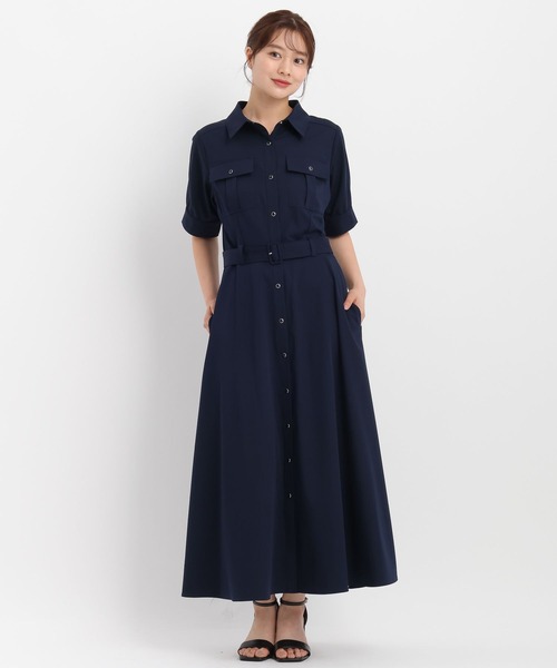 Andemiu(アンデミュウ)の「ポケットシャツワンピース583413(ワンピース・レディース・グレー/ネイビー/ベージュ・FREE)」の8枚目の写真