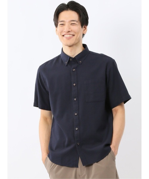 m.f.editorial(エムエフエディトリアル)の「【綿100%】m.f.エディトリアル メンズ ドビー ボタンダウン半袖シャツ(シャツ/ブラウス・メンズ・ネイビー/ホワイト・MEDIUM/X-LARGE/LARGE)」の2枚目の写真