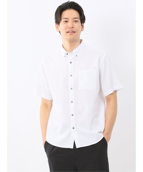 m.f.editorial(エムエフエディトリアル)の「【綿100%】m.f.エディトリアル メンズ ドビー ボタンダウン半袖シャツ(シャツ/ブラウス・メンズ・ネイビー/ホワイト・MEDIUM/X-LARGE/LARGE)」の1枚目の写真