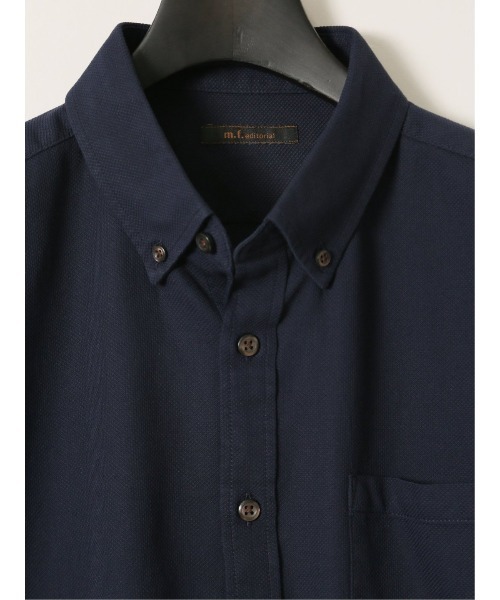 m.f.editorial(エムエフエディトリアル)の「【綿100%】m.f.エディトリアル メンズ ドビー ボタンダウン半袖シャツ(シャツ/ブラウス・メンズ・ネイビー/ホワイト・MEDIUM/X-LARGE/LARGE)」の6枚目の写真