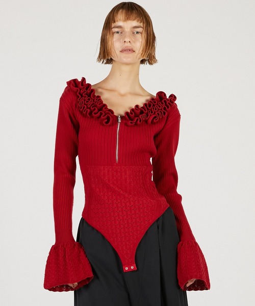 PRANKPROJECT Frill Knit Bodysuit フリルニット PRANK PROJECT フリルニットボディスーツ / Frill Knit Bodysuit