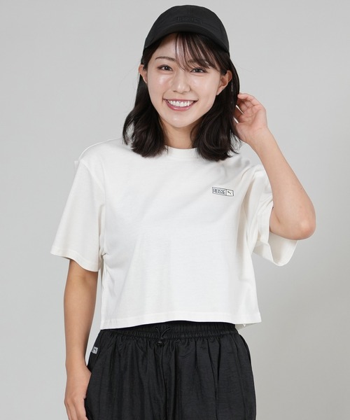 PUMA(プーマ)の「PUMA/プーマ PUMA X ROSE RELAXED TEE Tシャツ ショート丈 633806(Tシャツ/カットソー・レディース・ブラック/アイボリー・XS/S)」の4枚目の写真