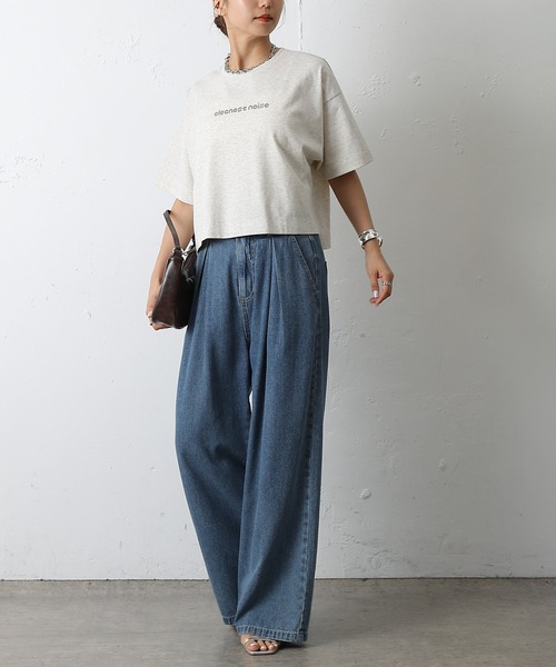 COLONY 2139(コロニートゥーワンスリーナイン)の「cleanestワイドクロップドTシャツ(Tシャツ/カットソー・レディース・ローズ/ブラック/ホワイト/ライトグレー・FREE)」の21枚目の写真