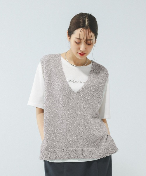 GLOBAL WORK（グローバルワーク）の「テープヤーンベスト＊半袖Tシャツ/575209（Tシャツ/カットソー・レディース・ライトグレー/ベージュ系その他/アイボリー/ライトブルー・MEDIUM/LARGE）」の20枚目の写真