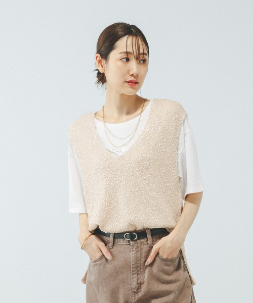 GLOBAL WORK（グローバルワーク）の「テープヤーンベスト＊半袖Tシャツ/575209（Tシャツ/カットソー・レディース・ライトグレー/ベージュ系その他/アイボリー/ライトブルー・MEDIUM/LARGE）」の17枚目の写真