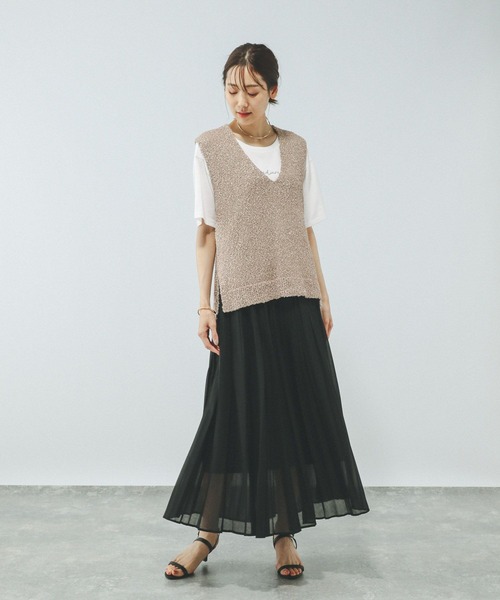 GLOBAL WORK（グローバルワーク）の「テープヤーンベスト＊半袖Tシャツ/575209（Tシャツ/カットソー・レディース・ライトグレー/ベージュ系その他/アイボリー/ライトブルー・MEDIUM/LARGE）」の8枚目の写真