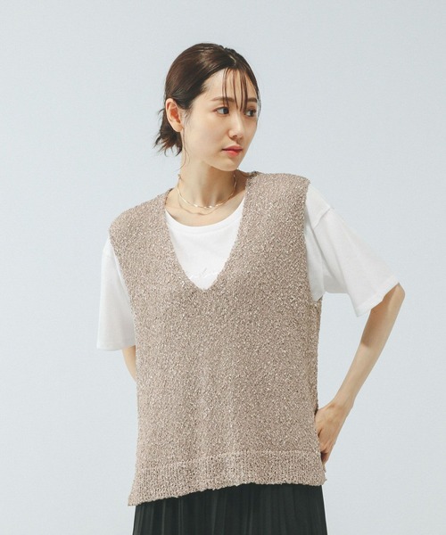 GLOBAL WORK（グローバルワーク）の「テープヤーンベスト＊半袖Tシャツ/575209（Tシャツ/カットソー・レディース・ライトグレー/ベージュ系その他/アイボリー/ライトブルー・MEDIUM/LARGE）」の9枚目の写真