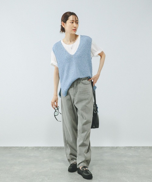 GLOBAL WORK（グローバルワーク）の「テープヤーンベスト＊半袖Tシャツ/575209（Tシャツ/カットソー・レディース・ライトグレー/ベージュ系その他/アイボリー/ライトブルー・MEDIUM/LARGE）」の12枚目の写真