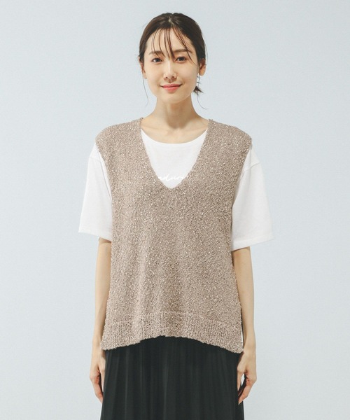 GLOBAL WORK（グローバルワーク）の「テープヤーンベスト＊半袖Tシャツ/575209（Tシャツ/カットソー・レディース・ライトグレー/ベージュ系その他/アイボリー/ライトブルー・MEDIUM/LARGE）」の6枚目の写真