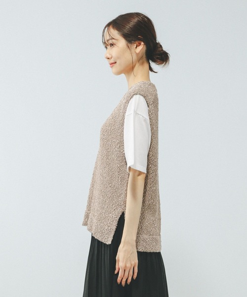 GLOBAL WORK（グローバルワーク）の「テープヤーンベスト＊半袖Tシャツ/575209（Tシャツ/カットソー・レディース・ライトグレー/ベージュ系その他/アイボリー/ライトブルー・MEDIUM/LARGE）」の7枚目の写真