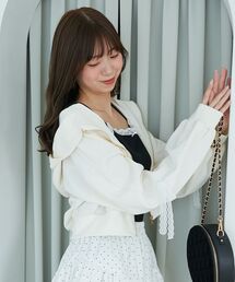 値下げ不可。プリメロ♡リボン付きホワイトパーカー♡ホワイト Princess Melody】りぼん付きヨークショートパーカー - ホワイト