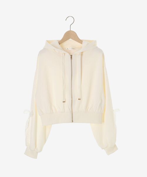 MAJESTIC LEGON（マジェスティックレゴン）の「レースリボンラインパーカー（パーカー・レディース・チャコールグレー/ライトグレー/ブラウン/アイボリー/ピンク・MEDIUM）」の12枚目の写真