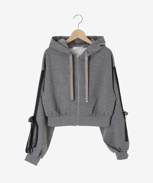 MAJESTIC LEGON（マジェスティックレゴン）の「レースリボンラインパーカー（パーカー・レディース・チャコールグレー/ライトグレー/ブラウン/アイボリー/ピンク・MEDIUM）」の16枚目の写真