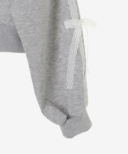 MAJESTIC LEGON（マジェスティックレゴン）の「レースリボンラインパーカー（パーカー・レディース・チャコールグレー/ライトグレー/ブラウン/アイボリー/ピンク・MEDIUM）」の19枚目の写真