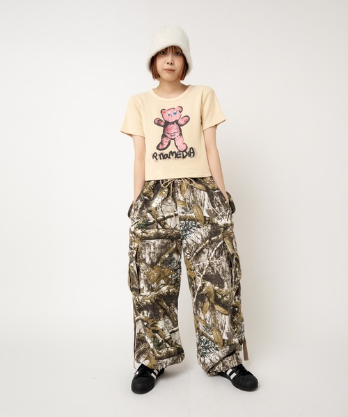 RNA(アールエヌエー)の「M2510 ハグベアワッフルちびT(Tシャツ/カットソー・レディース・クリーム/カモフラージュ/サックスブルー・MEDIUM)」の11枚目の写真