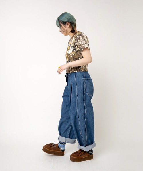 RNA(アールエヌエー)の「M2510 ハグベアワッフルちびT(Tシャツ/カットソー・レディース・クリーム/カモフラージュ/サックスブルー・MEDIUM)」の16枚目の写真