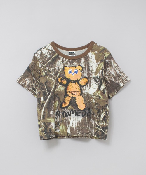 RNA(アールエヌエー)の「M2510 ハグベアワッフルちびT(Tシャツ/カットソー・レディース・クリーム/カモフラージュ/サックスブルー・MEDIUM)」の9枚目の写真