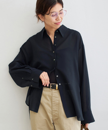 イエナ　ロングスリーブトップス　黒 IENA LA BOUCLE シアーフライスロングスリーブTシャツ（Tシャツ