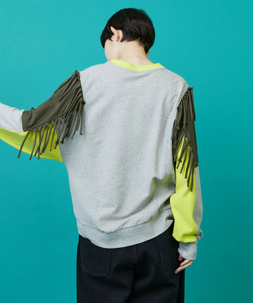 FRAPBOIS（フラボア）の「フリンジスウェット（スウェット・レディース・グレー/キャメル・1/2）」の4枚目の写真