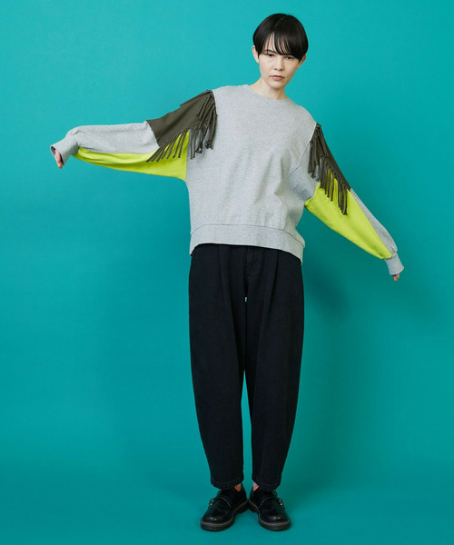 FRAPBOIS（フラボア）の「フリンジスウェット（スウェット・レディース・グレー/キャメル・1/2）」の7枚目の写真