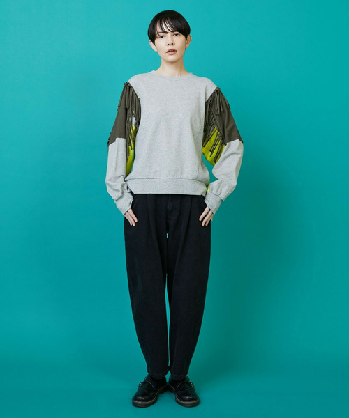 FRAPBOIS（フラボア）の「フリンジスウェット（スウェット・レディース・グレー/キャメル・1/2）」の8枚目の写真