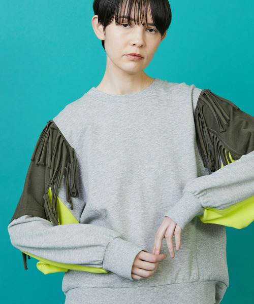 FRAPBOIS（フラボア）の「フリンジスウェット（スウェット・レディース・グレー/キャメル・1/2）」の11枚目の写真