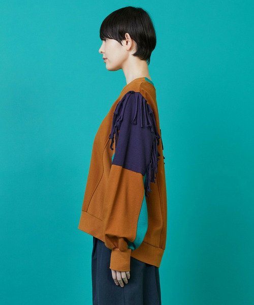 FRAPBOIS（フラボア）の「フリンジスウェット（スウェット・レディース・グレー/キャメル・1/2）」の12枚目の写真