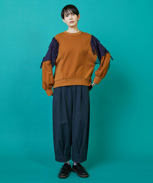 FRAPBOIS（フラボア）の「フリンジスウェット（スウェット・レディース・グレー/キャメル・1/2）」の16枚目の写真